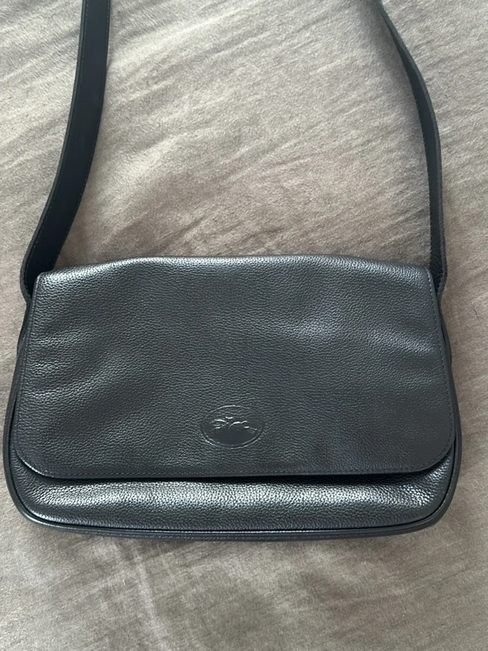 Longchamp Black Leather Shoulder Bag